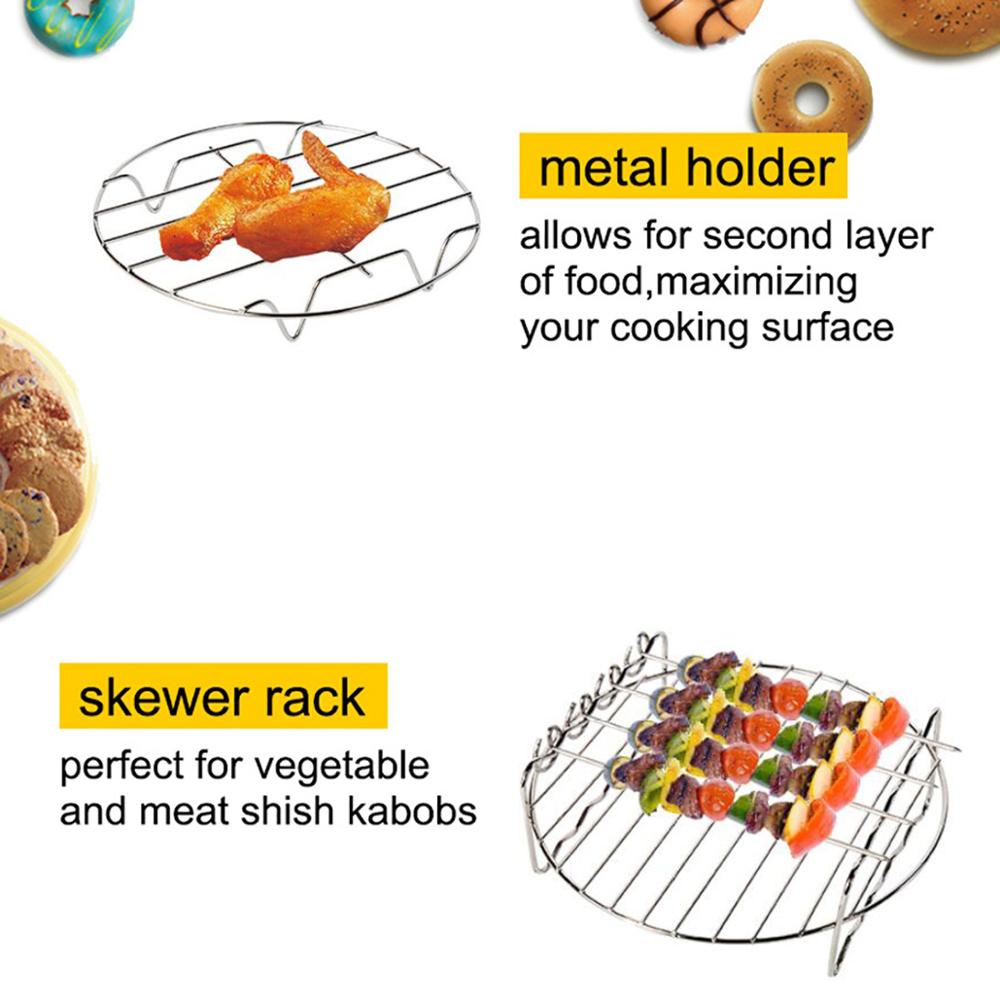 13 stk tilbehør til frituregryder 7 tommer passer til airfryer 5.2-6.8qt bagekurv pizza plade grill pot køkken madlavningsværktøj til fest: Metal
