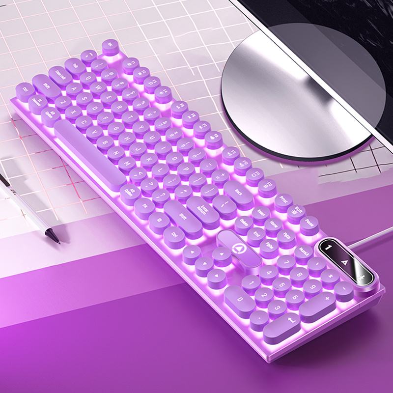 Teclado de oficina con cable USB USB, escritura silenciosa, ergonómico para computadora doméstica/negocios/de escritorio, Compatible con PC/portátil: Oro