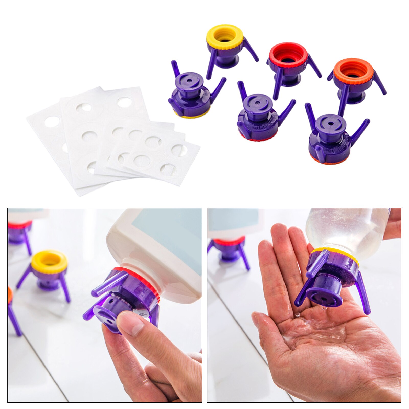 6-Pack Shampoo Bottle Cap -it Inverted Caps Prevents Waste for Kitchen