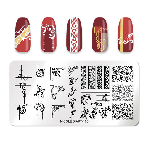 NICOLE DAGBOEK Nail Art Stempel Platen Rechthoek Bloem Planten Natuurlijke Wereld Nail Stempel Stencil voor Stempelen Polish: 2