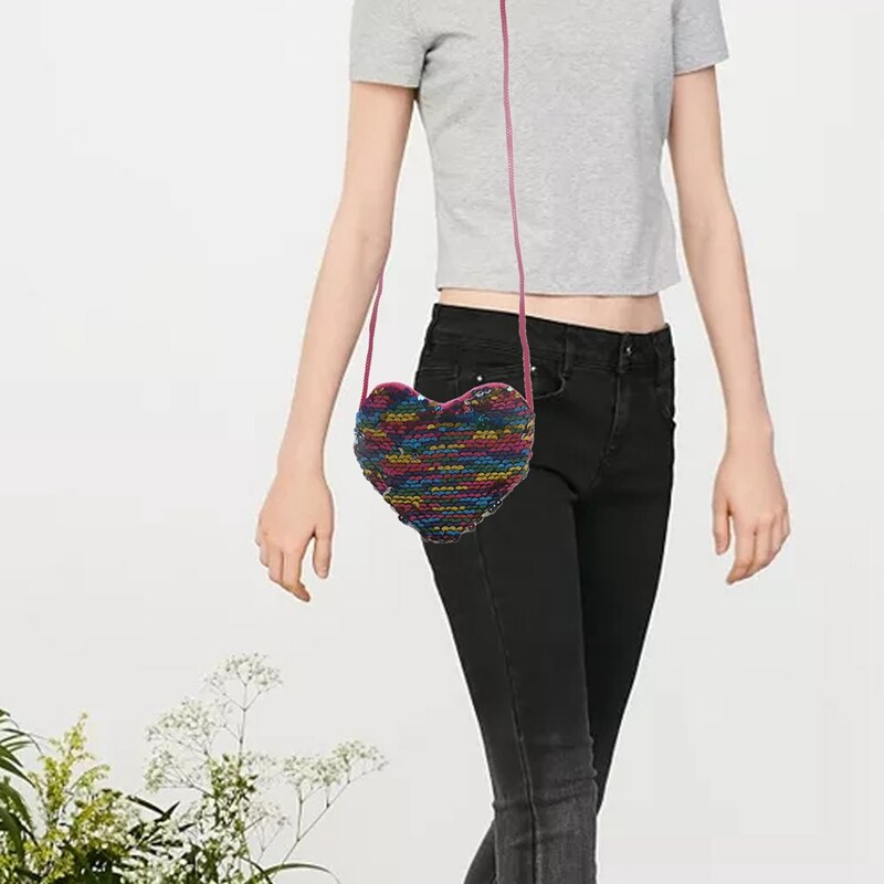 Paljetter hjerte barn skulder myntveske baby jenter mini messenger bag tegneserie gutter liten myntveske barn håndvesker farge