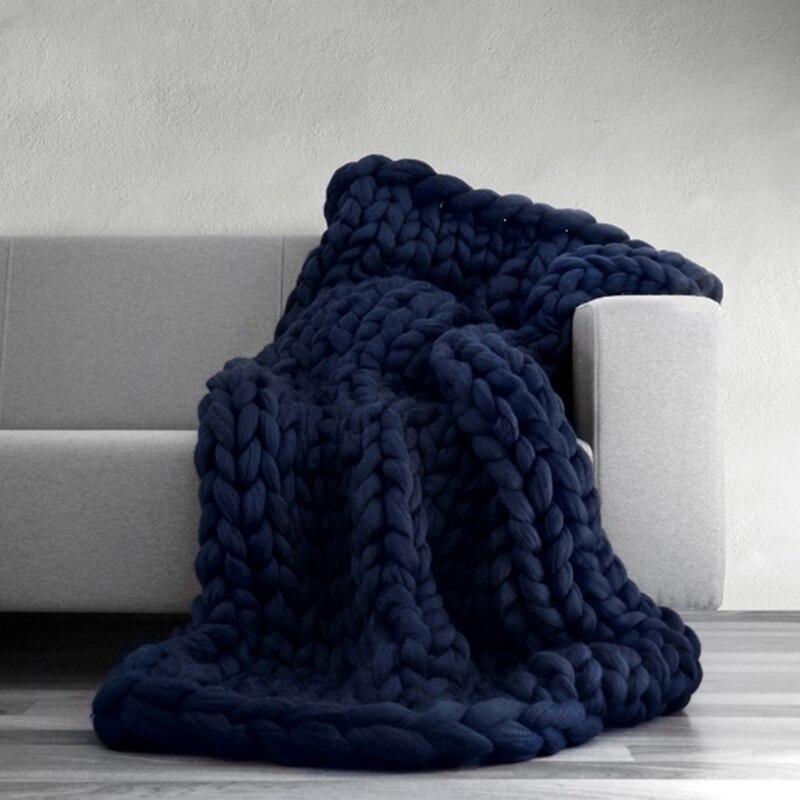 Coarse Woolen Blankets Hand-woven And Hand-knitted Comfortable And Fluffy Woolen Sofa Blankets Bedspreads