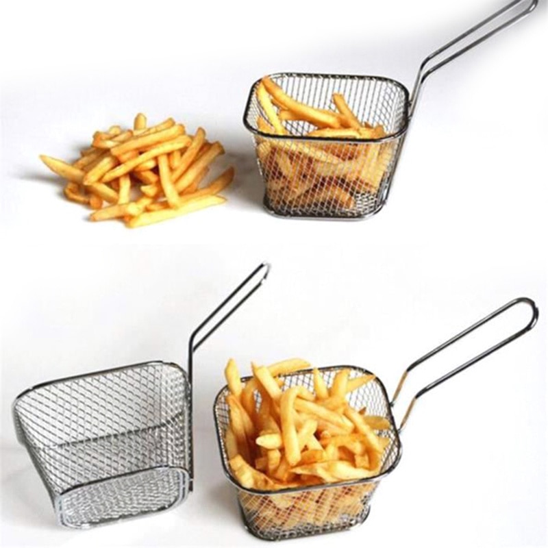 Mini French Deep Fryers Basket Net Mesh Fries Chip Kitchen Tool Stainless Steel Fryer Home Mini French Fries Baskets Strainer