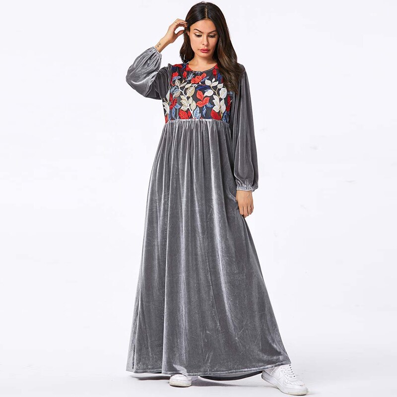 Velours Abaya turquie islamique arabe Longue Robe Musulmane Caftan Caftan Tesettur Elbise Hijab robes Vestidos Robe Musulmane Longue