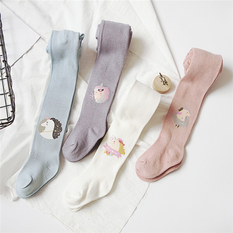 Korean style Baby Unicorn Tights Toddler Big PP pants Spring Autumn Warm Leggings For Infant Clothings Kids Baby Pink Stockings