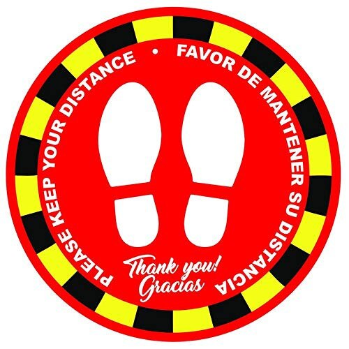 10PCS Ground Sign Isolated Label Sticker Please Keep Wait Here Stand Here Keep 6ft in Between Distance Marker Floor Sticker: B / 10PCS