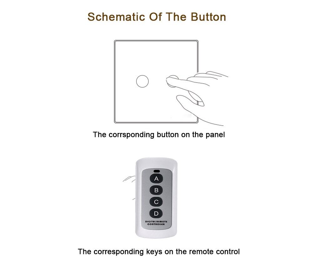 JRUMP RF433 Remote Controller Wall Light Switch Remote Switches Accessories Controller white Luxury toughened glass panel