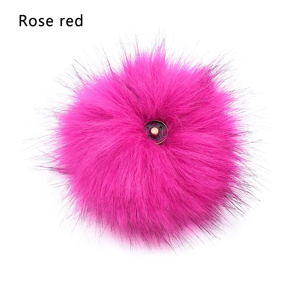 1pc boules de poils en fausse fourrure de renard douces et colorées, bouton-pression, boucle, bonnet tricoté, pompon, sacs à vêtements, accessoires de couture, outils: Rose rouge