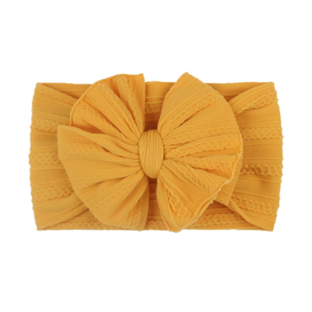 Cute Big Bowknote Baby Girl Headband Solid Color Soft Elastic Hairband For Kids Turban Headwear Children Hair Accessories: yellow