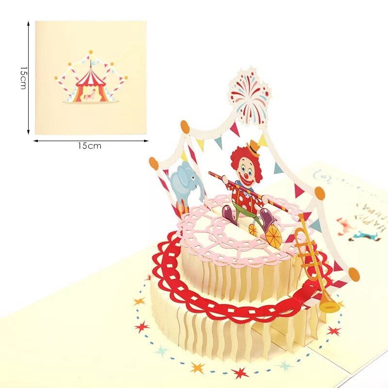 3D Three-dimensional Birthday Card Birthday Girl Child Cake Greeting Card Postcard Greeting Classmate Friend Birthday: Default Title