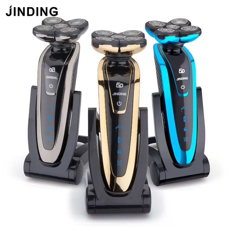 JINDING 5 Blade Electric Shaver for Men Rechargeable Razor Original Shavers Washable 3D Floating Head Beard Shaving Machine