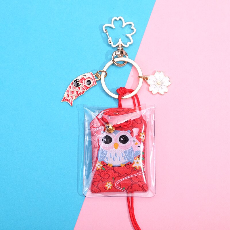 Japanese Culture Cherry Blossoms Pray Fortune Beauty Health Safe Wealth Bag Pendant Keychain Mascot Best Wish Family Friend: health and safety