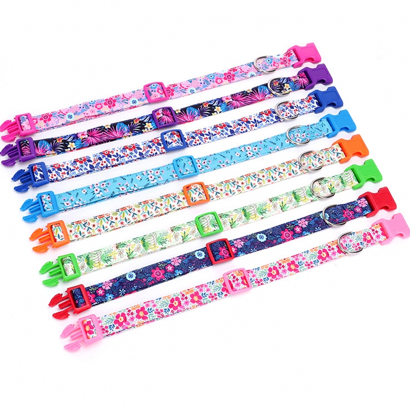 Nylon-Hundehalsband, verstellbar, Blumendruck, Welpenhalsband, Haustierprodukte für kleine, mittelgroße und große Hunde, Chihuahua, französische Bulldogge