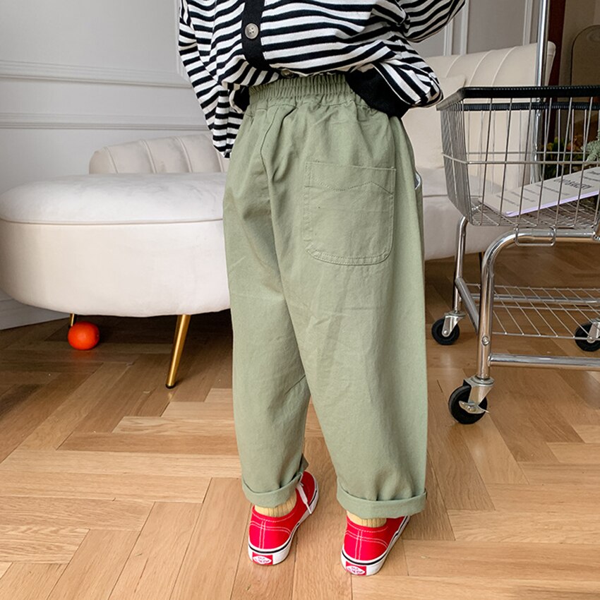 Pantalones finos para niño, ropa informal holgada de Hip Hop, Color sólido, con bolsillo grande, primavera y otoño, 2022