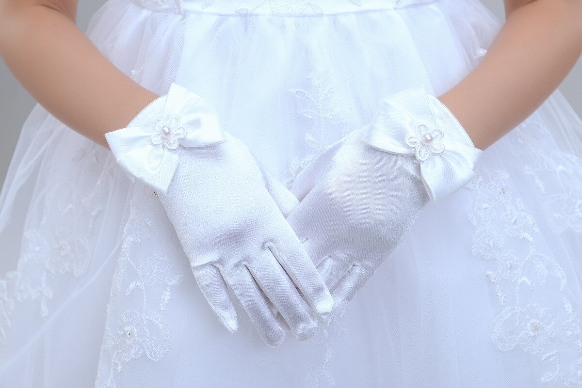 10 pzas/lote chico niña de las flores guantes cortos blanco rojo rosa estudiante guante de encaje disfraz guante de acción al por mayor