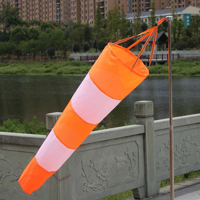 80/100/150 Cm Windsock Rip-stop Wind Measurement Sock Bag Waterproof Scale Airport Windsocks Winds Vane Orange And White