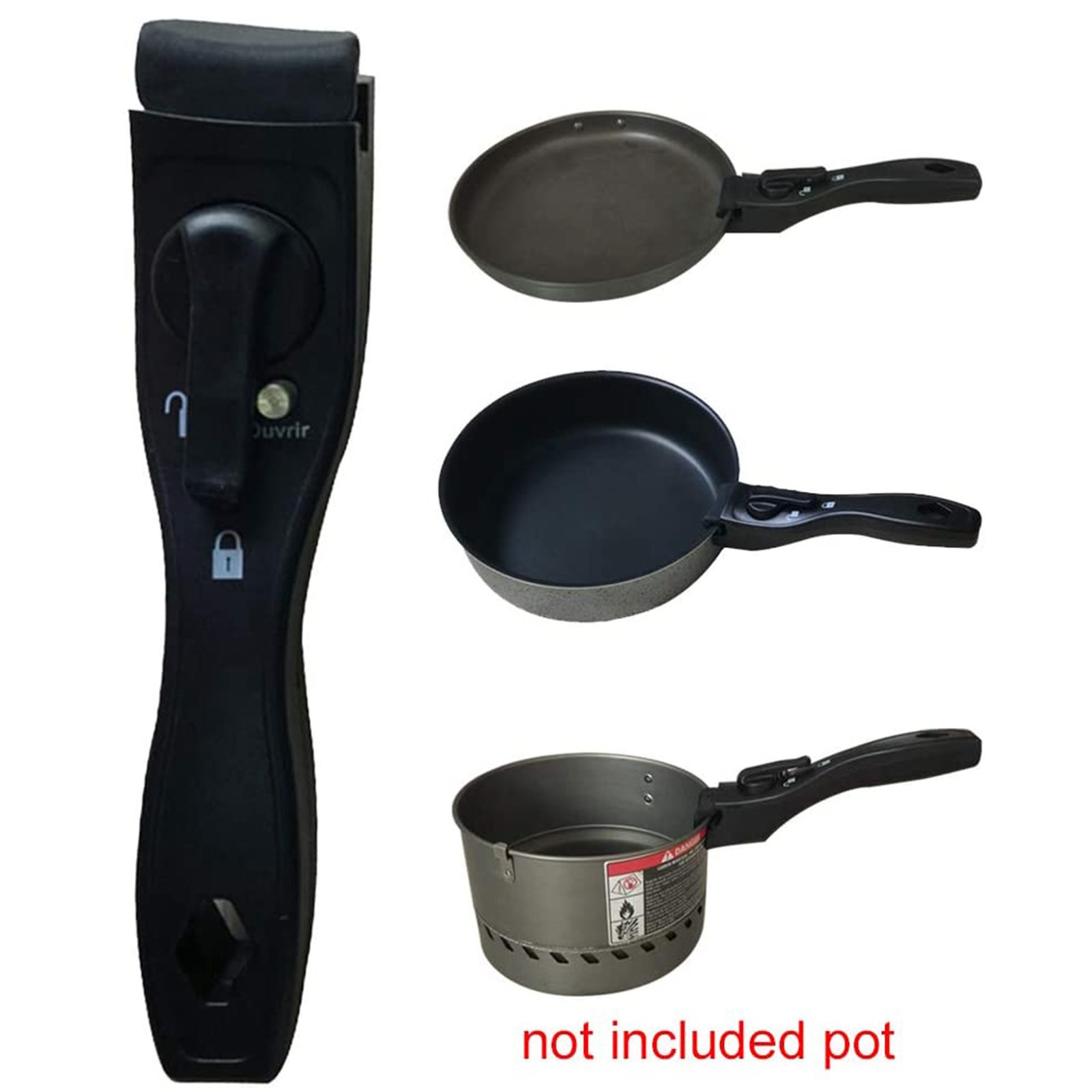 Removable Pan Pot Handle Black Replacement Cookware Handle Detachable Anti-Scalding Hand Grip Bowel Clip Kitchen Cooking Tools