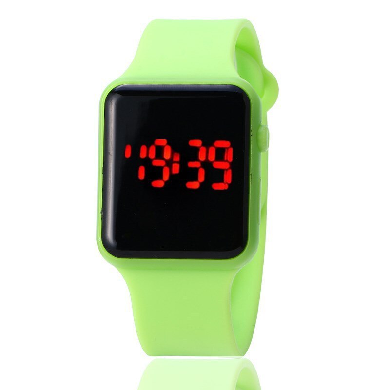 Novo confortável relógio de moda crianças silicone relógio led criança pulseira esporte simples adolescente/menina relógio de pulso: green