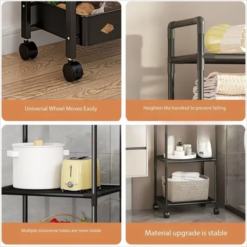 Household Microwave Stove Shelf Multi-Layer Kitchen Rack Multi Scene Bathroom Living Room Shelf Pantry Closet Kitchen Organizer