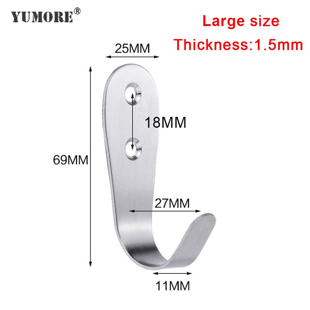 Yumore 20Pcs Muur Haak Kleding Tas Hanger Haak Voor Badkamer Jas Handdoek Roestvrij Keys Hanger Bad Accessoires Keuken Hardware: Big 1.5mm