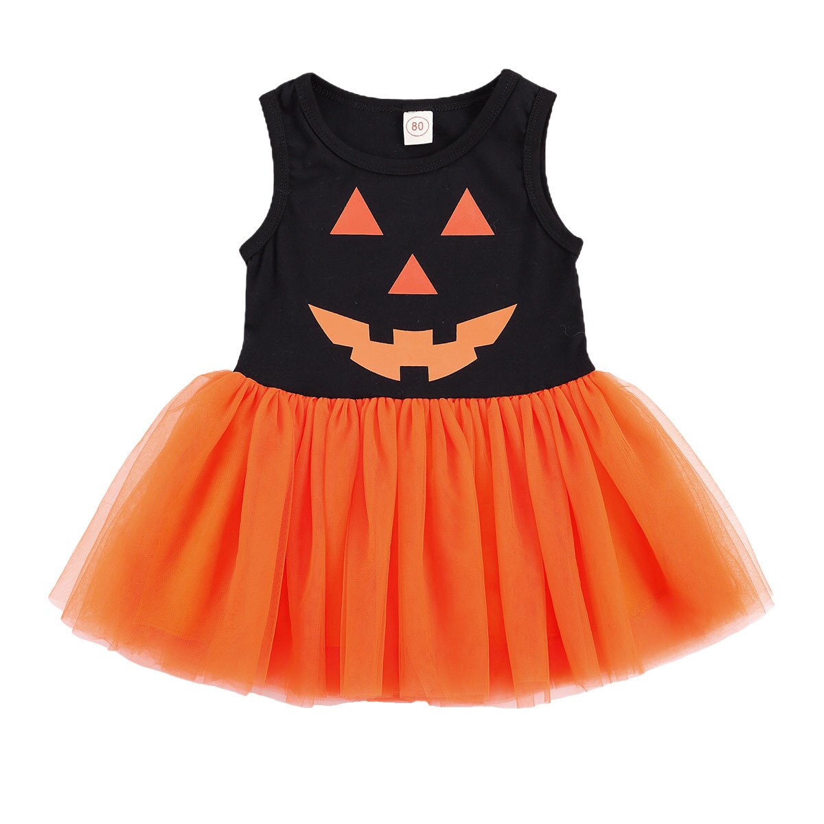 Spædbørn baby piger græskar kjole halloween festival tøj ærmeløs mesh tutu sundress til baby pige fest kostume 0-3y