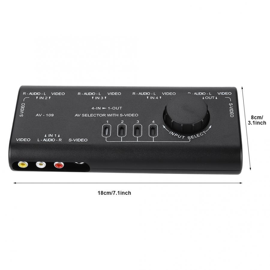 AV-109 4 In 1 Out AV RCA Switch Box AV Audio Video Switcher 4 Way Splitter audio adapter converter for home video/game/projector