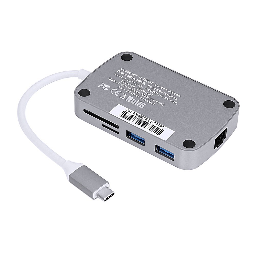 MINIX NEO C XGR HDMI-compatible Output Multiport Adapter Type C Hub With Power For Charging USB-C