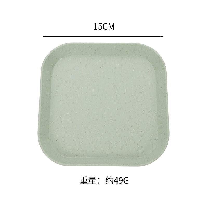 Wheat Straw Tableware Spit Bone Dish Household Plastic Wheat Dish Nordic Dining Garbage Dish Sauce Dish Small Square Plate: green