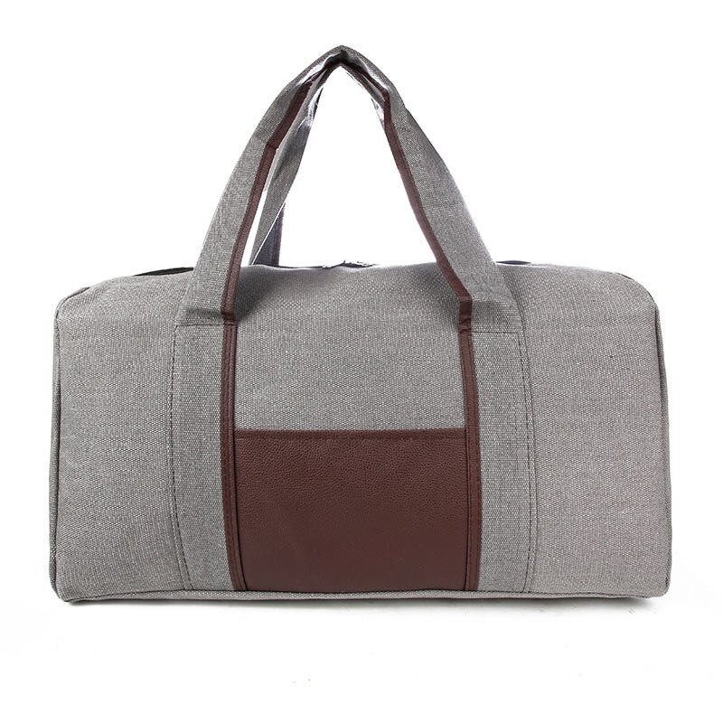 Men Canvas Simple Travel Luggage Handbags Women Solid Durable Duffel Shoulder Bags Female Crossbody Weekend Carry Organizer: Grey