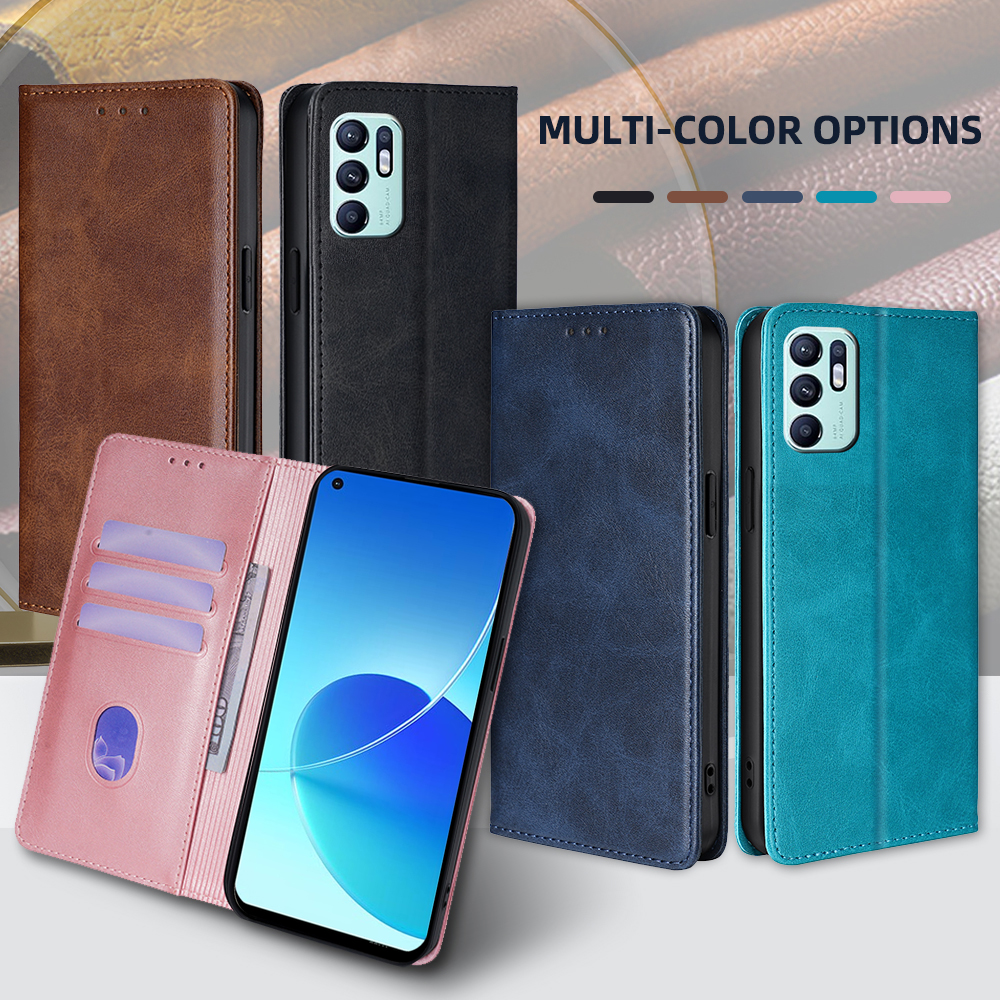 Handyhülle für OPPO Reno 6 Profi, magnetische Leder-Klapphülle für OPPO Reno 6 5 Profi Plus Lite 6Z 5Z Z 5F 4F 5K 5 4 Lite Funda