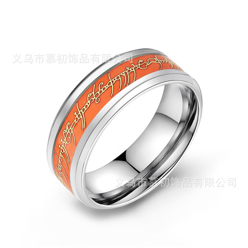 I den lysende ring blå fluorescerende rustfrit stål smykker titanium stål ring ringen mænds og kvinders bryllup ri: 5