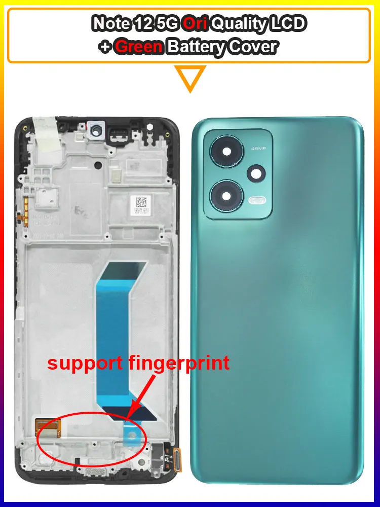 Pantalla LCD AMOLED de 6,67 pulgadas para Xiaomi Redmi Note 12 5G 22111317G pantalla táctil LCD para Redmi Note 12 5G 22111317I LCD con marco