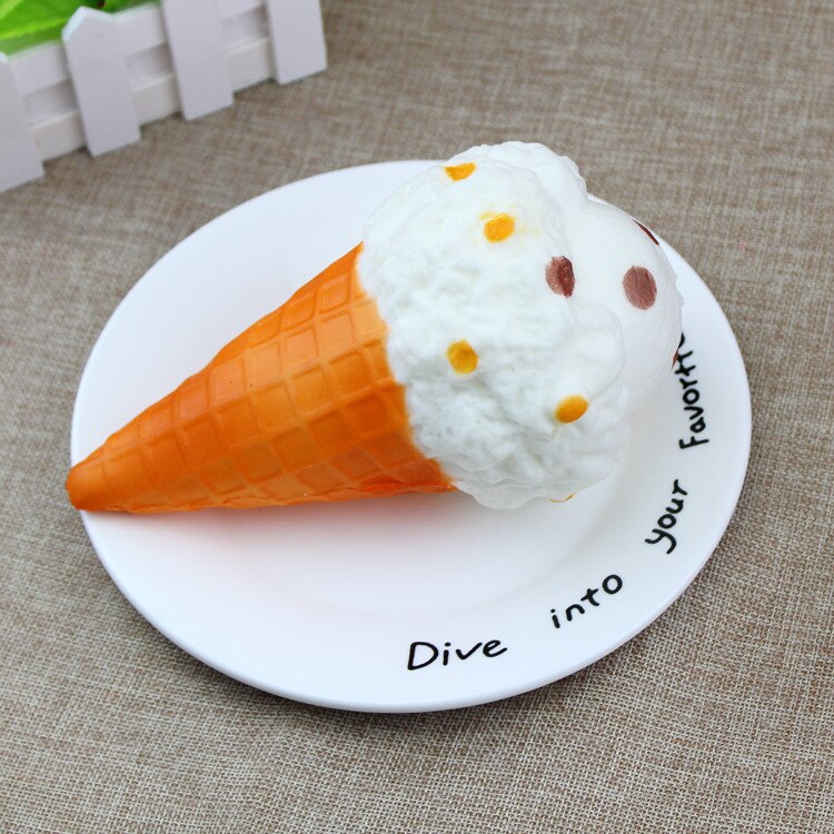 Mskwee Mini White Cone Snowflake Strawberry Ice Cream Squishy toys Sweet Kawaii Cream Phone Straps Squishies Toy 9.5CM