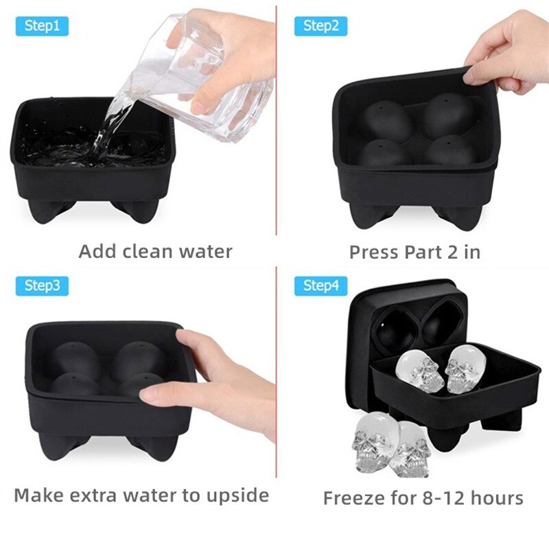 3d isbiter silikon hodeskalleform stor stor kule isbitbrettform formmaskin hode isbit hodeskalle