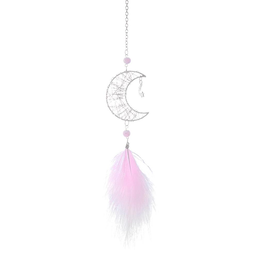 Hueco estrella creativa Luna cazador de sueños de plumas campanas de viento hecho a mano indio colgante para coche y pared hogar niños habitación decoración FDH: F