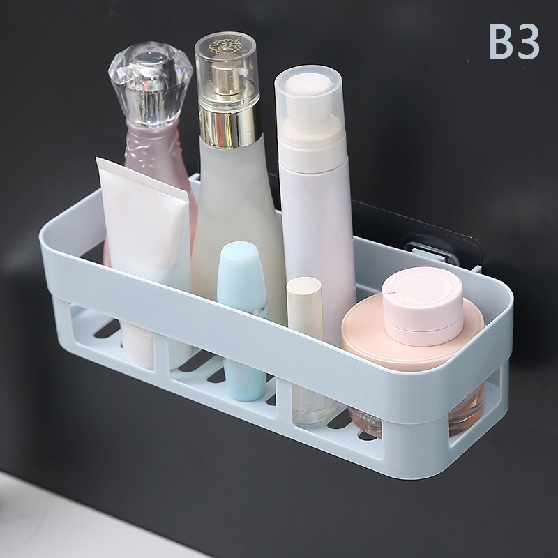 Organizador de estantes de baño sin taladro, estante de almacenamiento de ducha, soporte de champú de plástico para inodoro, montaje en pared, accesorios de baño