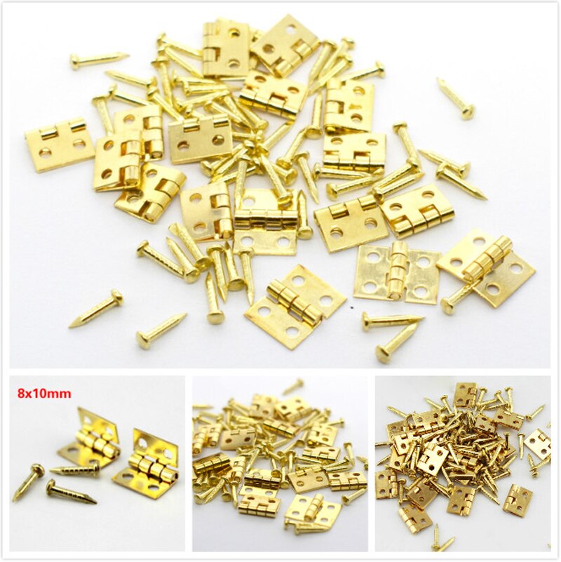 20pcs8mm*10mm cabinet door hinge brass mini hinge small decorative jewelry wooden box furniture accessories
