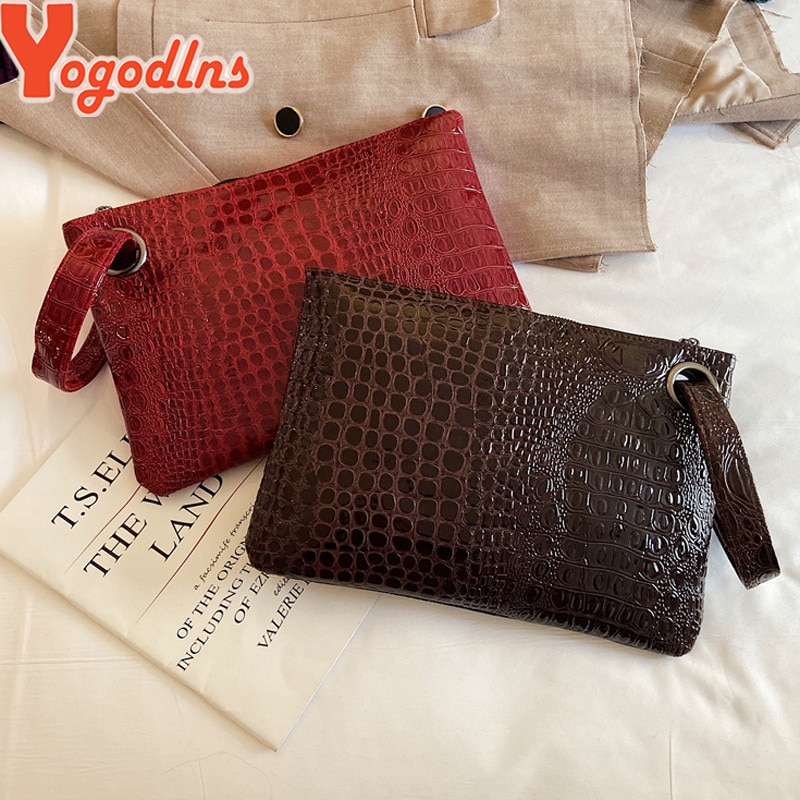 Yogodlns Crocodile Grain femmes pochette en cuir PU femmes enveloppe sac pochette sac de soirée femme embrayages sac à main