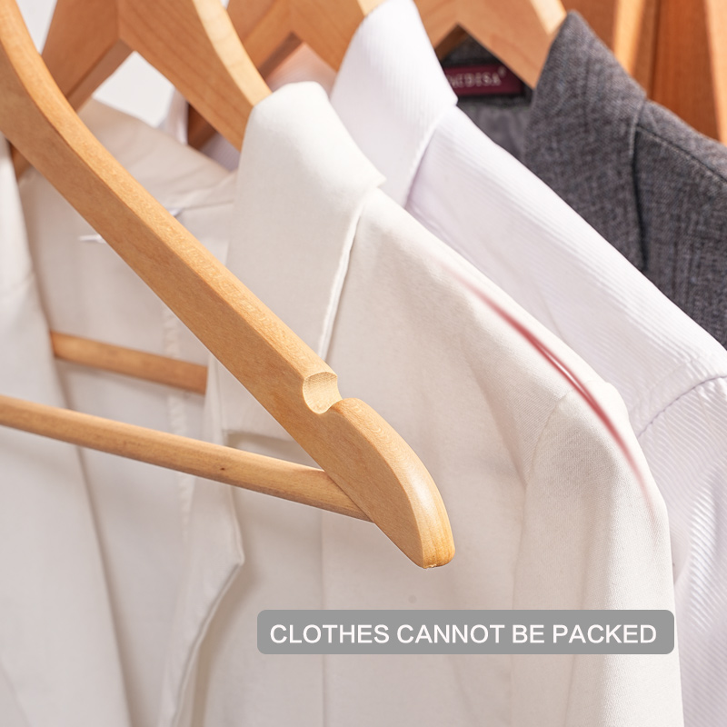 Madeira maciça cabides para uso doméstico, cabides para camisas e outerwear, 10 peças