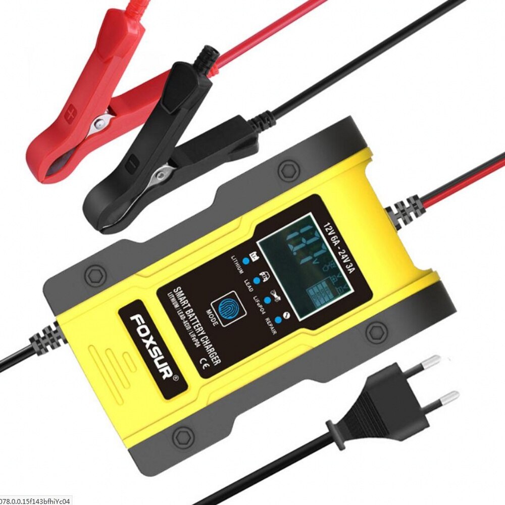 FOXSUR 12V 24V 6A ładowarka samochodowa naprawy 7-etap ładowarka na żel mokro AGM 12.6V litowo LiFePO4 bateria LiPo