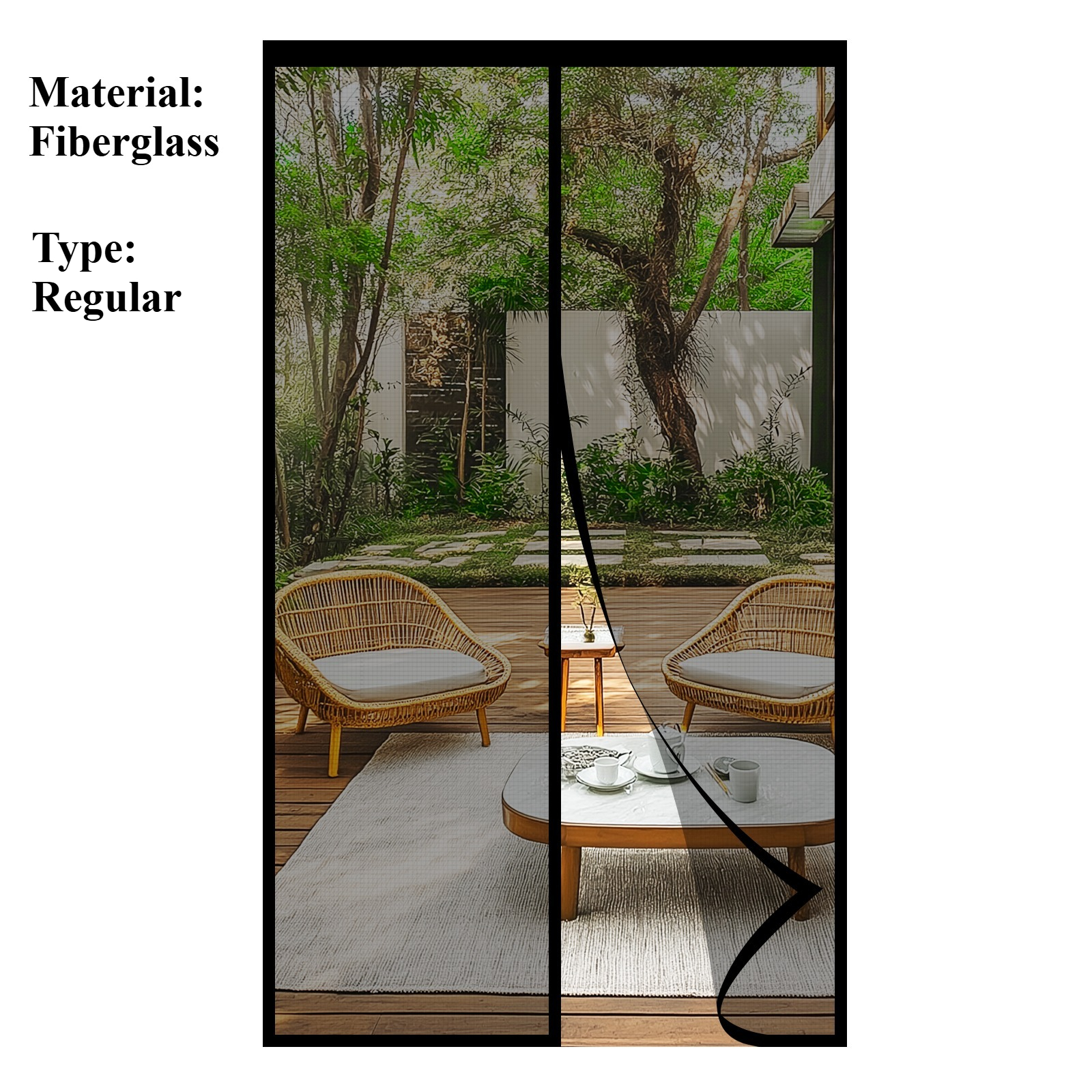 100 x 210cm magnetisk fluenettdør enkel å installere selvlukkende kjæledyrvennlig insektbeskyttelse for terrassedører: Svart