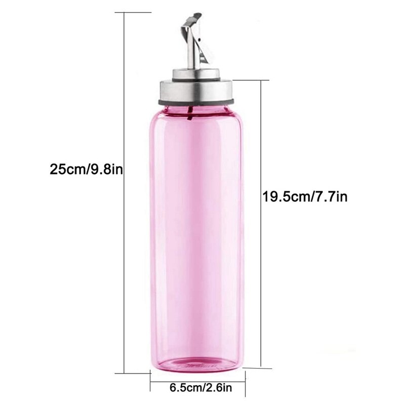 Hoge Borosilicaat Hittebestendig, Olie-Lekkage, light-Proof Huishouden Keuken Olieman Keuken Dispenser Fles 500Ml Roze