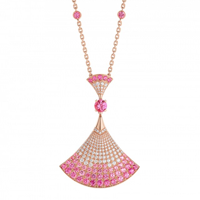 Collana elegante rosa s925 in argento sterling europeo e americano piena di accessori pendenti con diamanti: XL-034