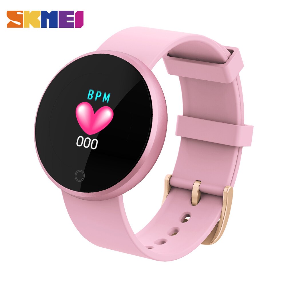 SKMEI Women's Smartwatch - Heart Rate & Period Tracker, Waterproof, PU Band, 450+ mAh Battery: Pink