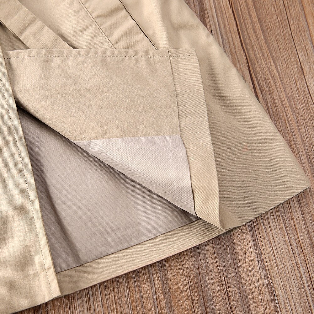 1-7Y chaqueta de viento para bebé chico niña gabardina botón sólido largo Parka abrigo Parka prendas de vestir cálido