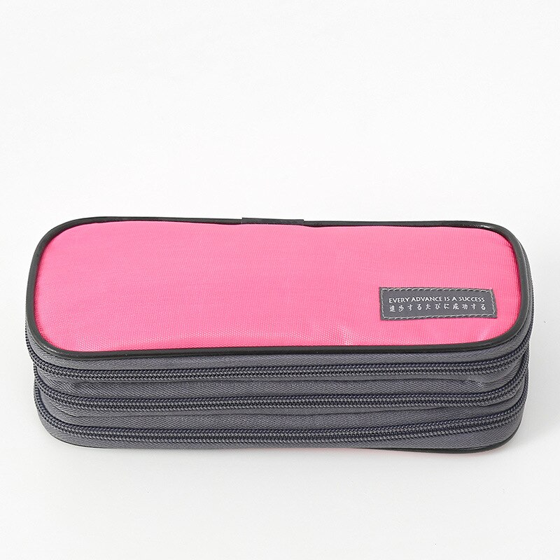 Estuche de lápices de tres capas de gran capacidad, Estuche escolar resistente al agua, Simple, Piornik Szkoln: D Pink