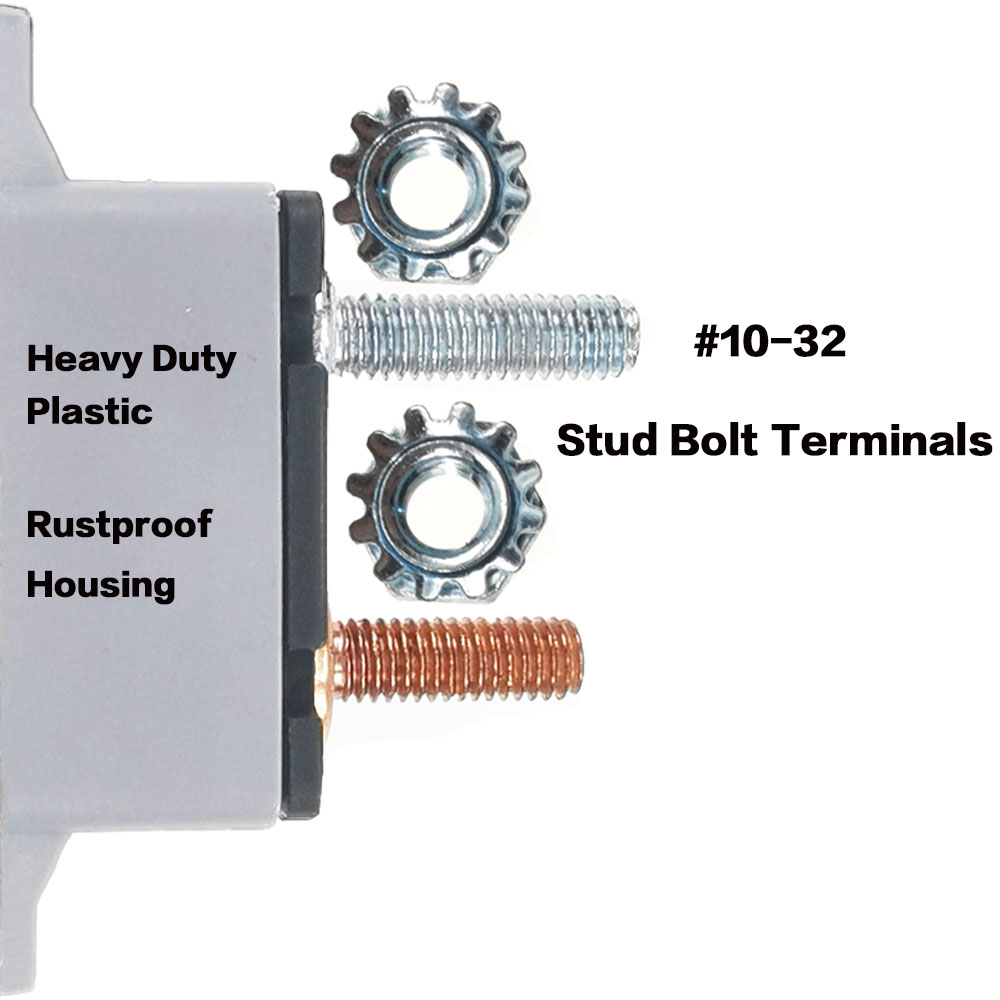 2 stk.  dc 12v - 24v automatisk nulstillingsafbryder sikringsbolt type 1 med dækselbolt til bilindustrien og mere