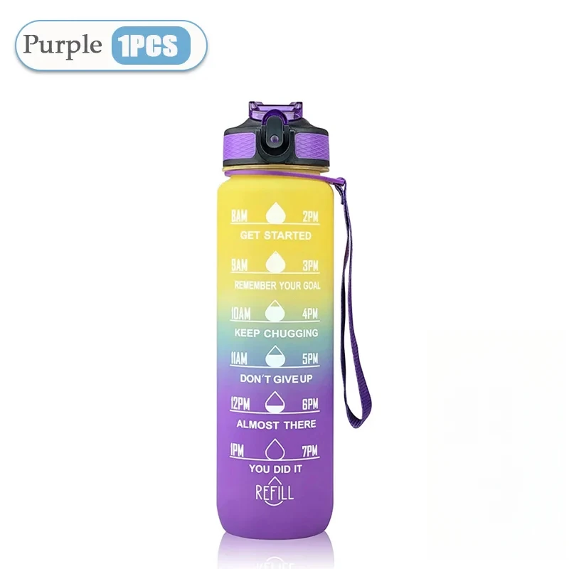 1000 ML Water Bottle Motivational Sport Water Bottle Leakproof Drinking Bottles Outdoor Travel Gym Fitness Jugs For Kitchen: Blue