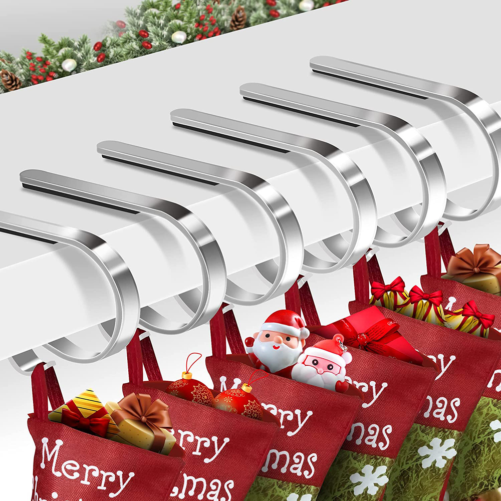 6 Stuks Kerst Kous Houders Voor Mantel Clip Haard Haken Hanger Kous Scrolls Voor Party Kerst Decoratie Benodigdheden