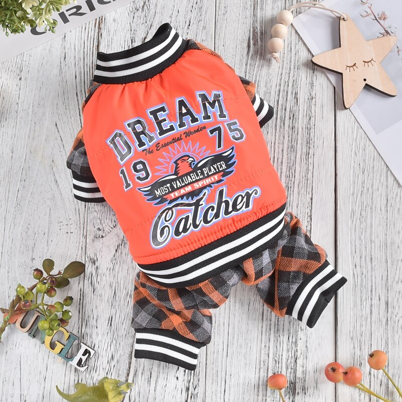 Calça xadrez para cachorro, fantasia macia para camisa de inverno, quatro pernas, roupa para gato de estimação, cachorros pequenos, acessórios para pets: Orange / L